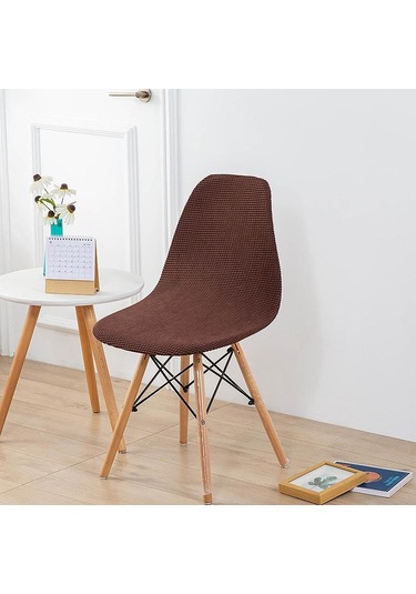Kahverengi Koltuk Örtüsü Kabuk Şekli Sandalye Ziyafet Ev Otel Koltuk Kılıfı Için Polar Polar Kumaş Kolsuz Sandalye Slipcover Kapakları
