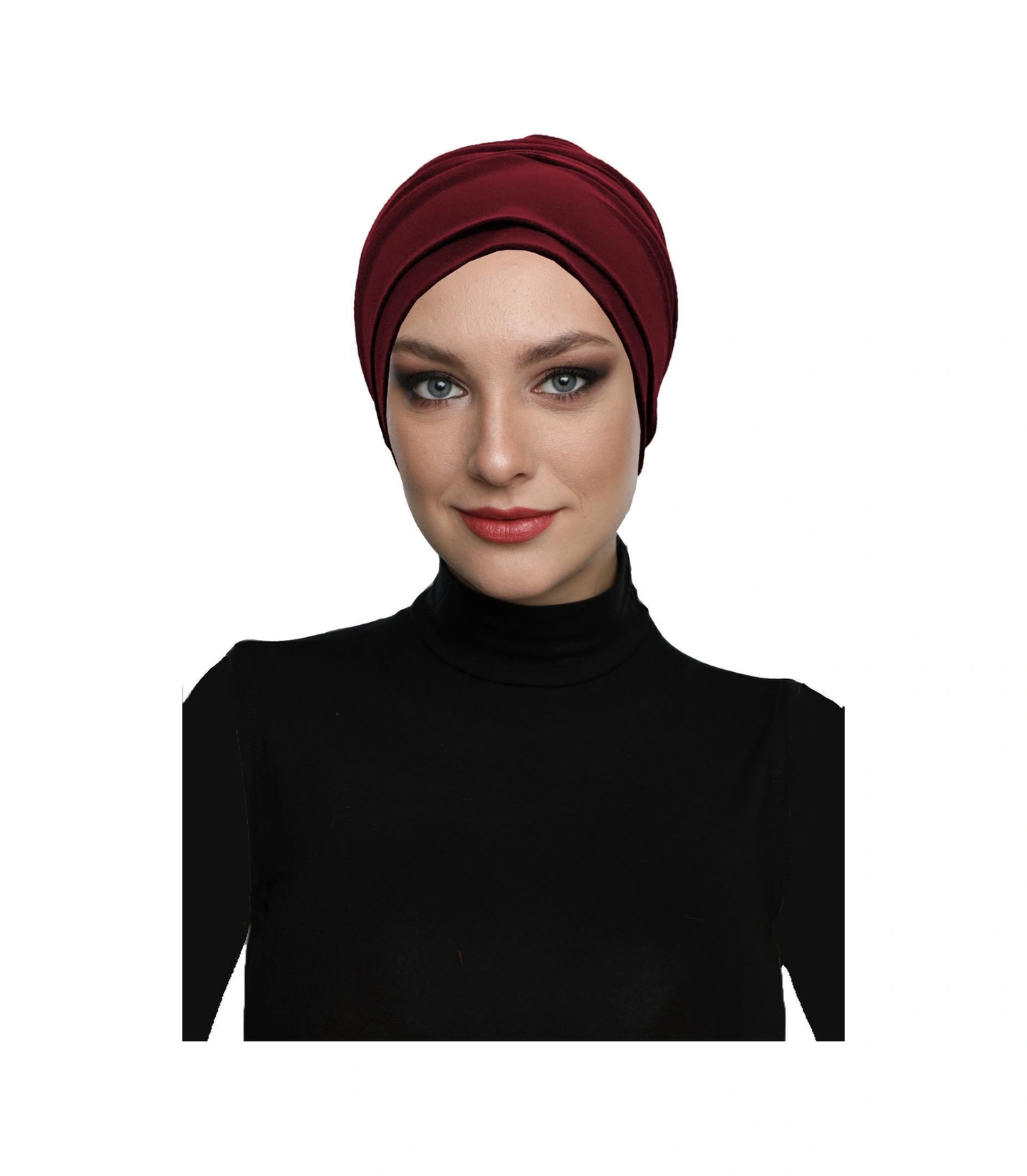 Çift Katlı Astarlı Bordo Hazır Türban Tesettür Dış Ve Havuz Bonesi Bordo