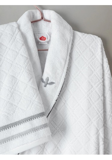 Cotton Box Masculıne Carlos Aile Bornozseti Carlos Beyaz-antrasit Antrasit