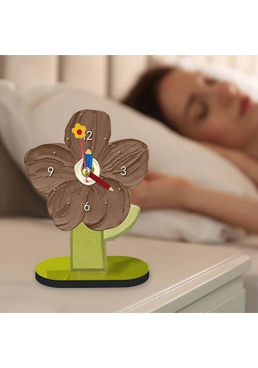 Homyl Masaüstü Saat Süs Modern Masa Saati Kahverengi-15cmx20cm Kahverengi 15cmx20cm Çok Renkli