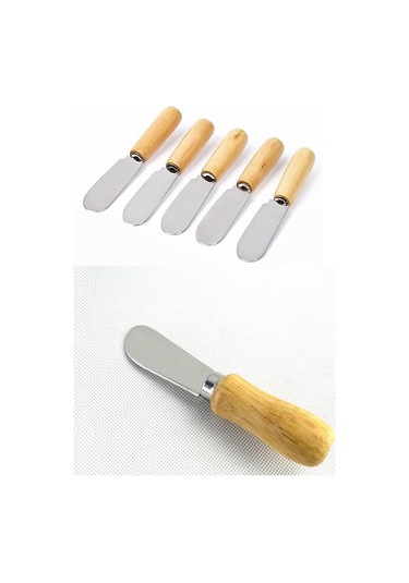 Büro Ev Ofis Mutfağı İçin 6adet Mini Ahşap Saplı Spatula Tereyağı Sürme Seti Diğer