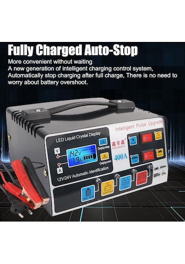 Ab Tak Yüksek Frekans Darbe Onarım Suv Kamyon Tekne Motosiklet Tam Otomatik Araç Akü Şarj Cihazı 12 V/24 V 220 W Yüksek Güç
