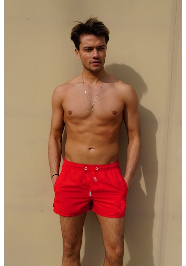 Miami Beach Kırmzı Kısa Boy Erkek Deniz Ve Havuz Şortu Kırmızı