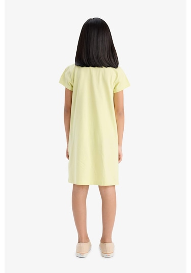 Defacto Kız Çocuk Baskılı Kısa Kollu Elbise E0658a825smyl282 Sarı