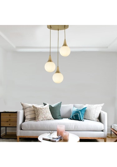 Apliqa Damla 3'lü Yuvarlak Eskitme Modern Avize