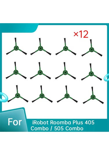 Synodicmonth Irobot Roomba Plus 405 Combo / 505 Combo Süpürge Aksesuarları İçin 12 Adet Yan Fırça Aksesuarları