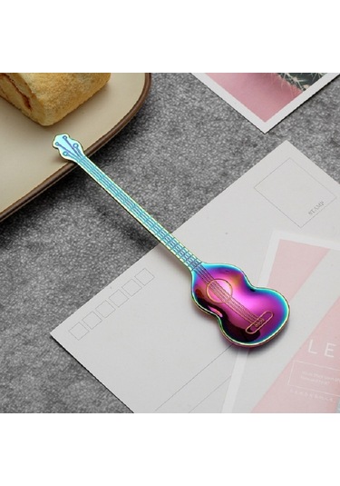 Sones Paslanmaz Çelik Kahve Karıştırma Kaşığı Yaratıcı Müzik Aleti Şekli Kaşık, Stil: Gitar, Renk: Renkli
