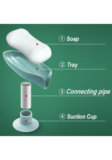 Yaprak Şekli Sabun Kutusu Drenaj Sabunluk Banyo Aksesuarları Vantuz Sabunluk Tepsi Sabunluk Banyo Sabunu Konteyner Yeşil