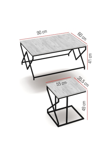 Orta Sehpa Ve Zigon Sehpa V Lüx 5'li Set Atlantik Çam Atlantik Çam