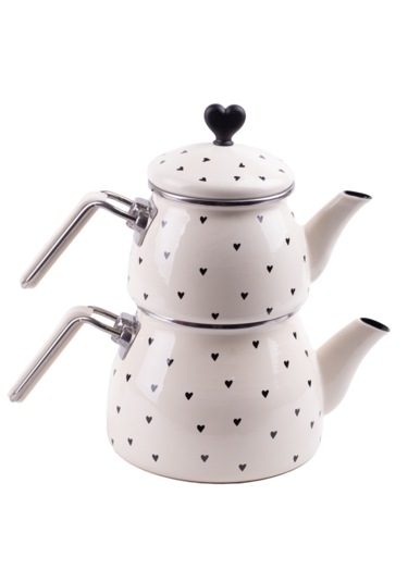 Black Cupid Emaye Çaydanlık Krem