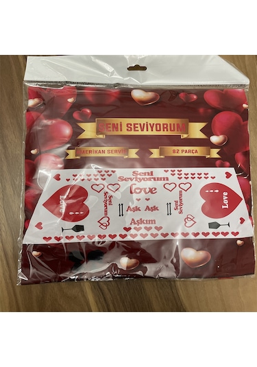82 Parça Romantik Doğum Günü Masa Süslemesi Keçe Seti Evlilik Tek