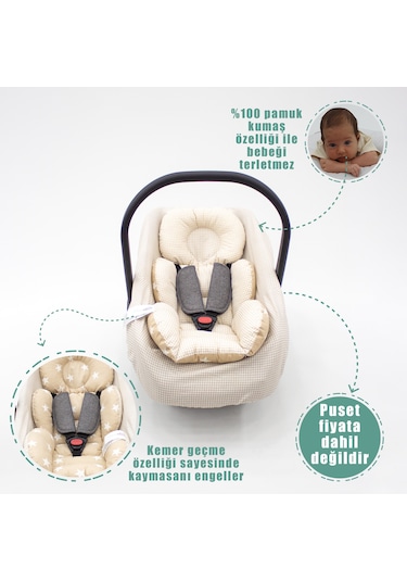 Mordesig Ortopedik Bebek Puset Minder Ve Çarşaf,ekose Pamuk Kumaş