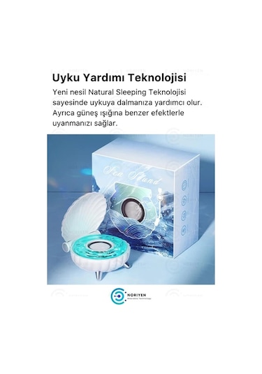 Oldfriend Mavi Deniz Kabuğu Okyanus Sesli Rgb Led Gece Lambası Kablosuz Bluetooth Hoparlör