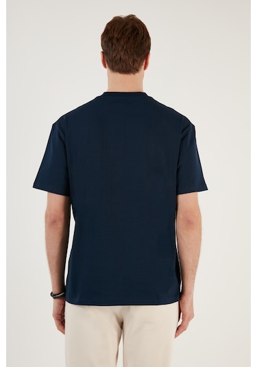 Buratti Pamuklu Relaxed Fit Sıfır Yaka Erkek T Shirt 5905446 Indigo