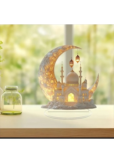 İslami Akrilik Masa Süsü, Beyaz Renk, Ev Dekorasyonu İçin İdeal Hediye