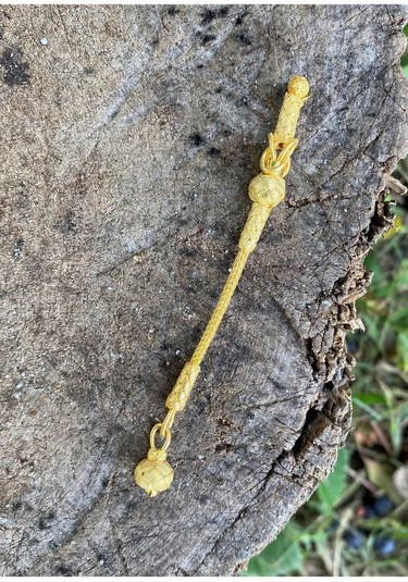 Gümüş Kazaziye Tekli Top Altın Yaldızlı Gümüş Tesbih Püskülü