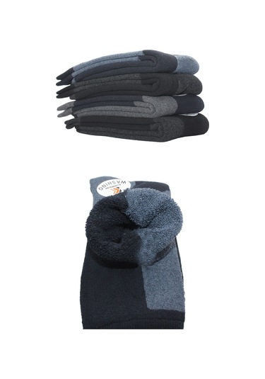 Erkek Havlu Pamuklu Kışlık Çok Renkli Soket Çorap Termal 4'lü Paket Çok Renkli