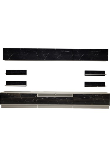 Decoraktiv Trendstyle 8ys Mdf Tv Ünitesi Tv Sehpası Beyaz - Siyah Mermer