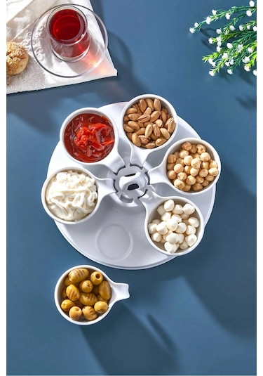 Decorandmore 6'lı Melamin Kahvaltılık, Çerezlik Beyaz