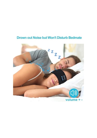 Mavi Bluetooth Kulaklık Spor Uyku Bandı Ince Yumuşak Elastik Rahat Kablosuz Kulaklık Müzik Göz Maskesi Yan Uyuyan İçin