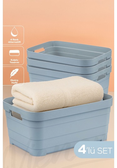 Vienev 4'lü 10,8 Litre Saklama Kutusu Mavi Mavi