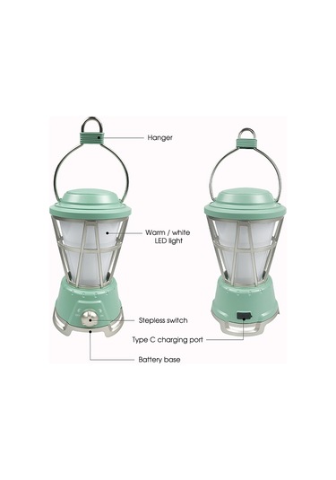 Geeksen Yeşil Dış Mekan Led Stüdyo Işığı - Şarj Edilebilir 2000mah Li-ion Batarya İle 6-140 Saat Süre, 5.5w Güç Yeşil