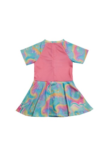 Uv Korumalı Kısa Kollu Şortlu Elbise Mayo Kız Çocuk Yüzücü Mayo 5228 Pembe Pembe01 Pembe