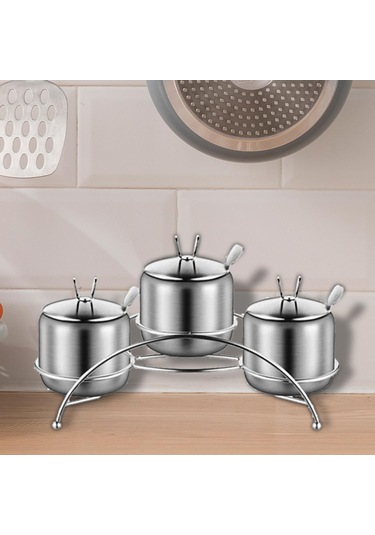 Dolıty Baharat Kapları Seti Restoran İçin Pratik 27cmx14,5cm Gümüş