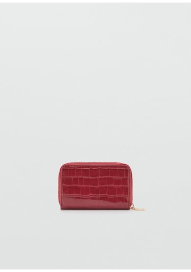 Timsah Derisi Görünümlü Bozuk Para Cüzdanı Kırmızı