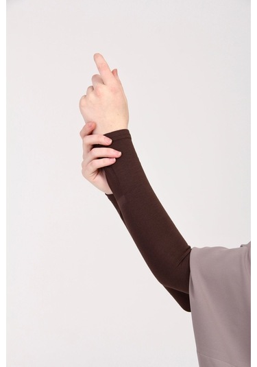 Likralı Kaymayan Kurtarıcı 1 Çift Tesettür Kolluk Kahverengi