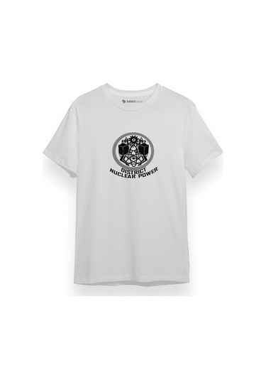 The Hunger Games District 13 Nuclear Power Beyaz Kısa Kol Erkek Tshirt 001