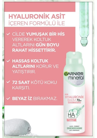 Garnier Mineral Hyaluronik Bakım Sprey Deodorant 150 ML
