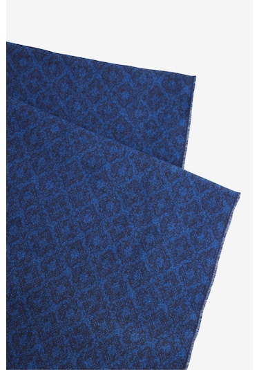 Erkek Lacı Mavı Desenli Standart Fit Atkı Lacı Mavı