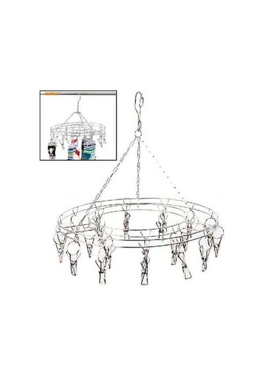 Novahub Yuvarlak Paslanmaz Çelik Elbise Askısı 20 Klipsli, Geniş Uygulama Alanlı Kırmızı