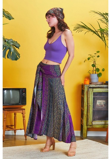 Salaş Asimetrik Etek Mor