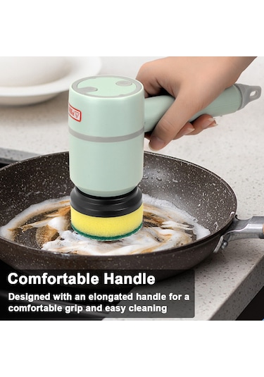 Vkemall El Elektrikli Temizlik Fırçası, Kablosuz Elden Tutulan Şarjlı, Çok İşlevli, Mutfak/banyo İçin, 4 Fırça İle, 1200mah Pil, Beyaz