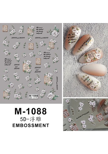 Nail Art Etiketler Çıkartmaları 5d Kabartmalı Kendinden Yapışkanlı Karikatür Çiçek Kelebek Yıldız Tırnak Çıkartmaları Buzlu