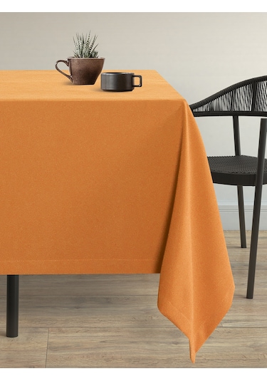 Kadife Dokulu Portakal Rengi Dertsiz Masa Örtüsü Portakal Rengi