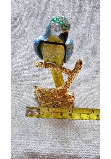 Zirkon Taşlı Emaye Papağan Kutu Biblo 001