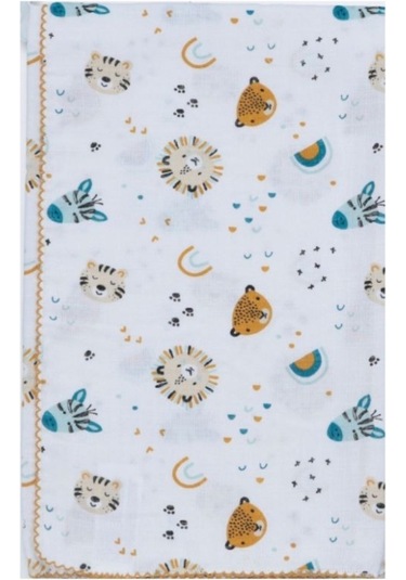 Hayvanlar Alemi Desenli Işleme Detaylı Müslin Örtü Battaniye 80 9 Çok Renkli