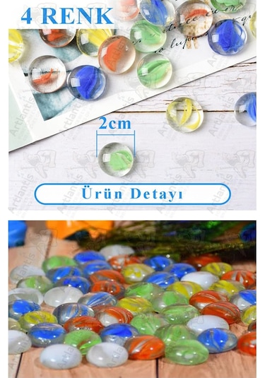 Dekoratif Renkli Düz Cam Taşlar 40 Lı 1 Paket El Sanatları Vazo Doldusu Akvaryum Süsü Değerli Cam Taşları