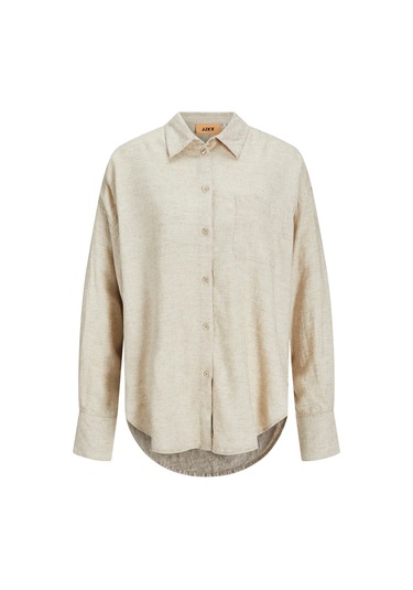 Jjxx Kadın Jxjamıe Oversize Uzun Kollu Keten Gömlek 12269668 Bej Bej