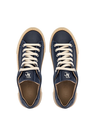 Tamer Tanca Kadın Hakiki Deri Lacivert Sneakers & Spor Ayakkabı 937 5022-09 Bn Ayk Y23 Lacı Floter Lacivert