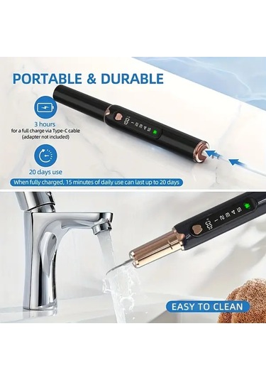 Willowhaven Siyah Elektrikli Diş Temizleyici Diş Plak Tartar Temizleme Ev Seyahat Seti