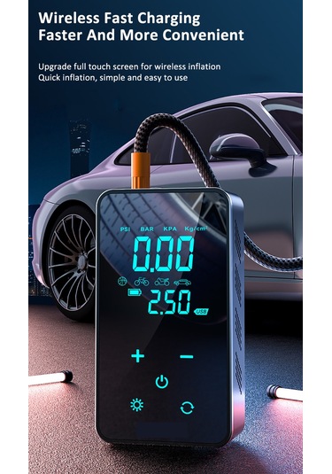 Vkemall St-9616a Arabalı Dokunmatik Hava Kompresörü - 12v Tekerlek Şişirici, 3 Metre Kablolu, 150psı, 16l/dakika