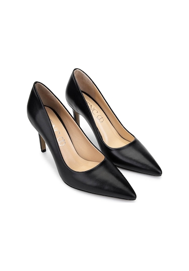 Tamer Tanca Kadın Hakiki Deri Siyah Deri Topuklu Ayakkabı 1027 03 Bn Ayk Sk24-25 Sıyah Dr Siyah Deri