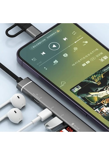 Cbtx Svt01 Type-c Bağlantı İstasyonu Cep Telefonları İçin Çoklu Bağlantı Noktalı Usb Hub Adaptörü - Koyu Gri