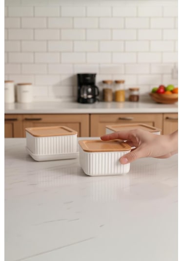 Atbyhome Valverdi - 3'lü 7 Parça Kahvaltılık Kahvaltı Seti Sunum Seti Beyaz