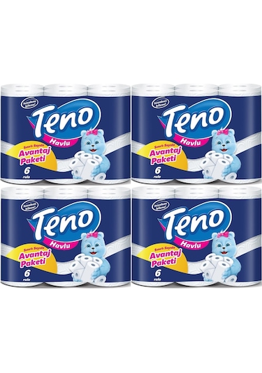 Teno Ultra Kağıt Havlu Çift Katlı 24 Lü Paket (4PK*6) (Avantaj Pk