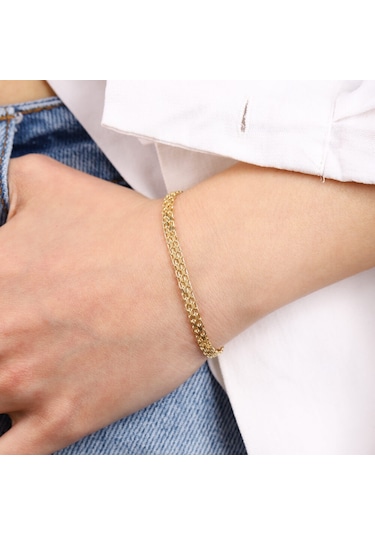 14 Ayar Altın Bismark Bileklik 4 Mm Sarı Altın